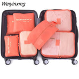 Weiyinxing Set Packing Cubes Organizer Bags For Travel Storage Makeup Luggage Drawstring Bag Bathroom Organizer Clothes Storage