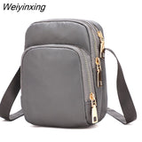 Weiyinxing Women Casual Messenger Bags Waterproof Nylon Mobile Phone Bag Three Layers Large Capacity Crossbody Bags Cosmetic Bag for Women