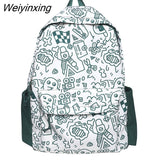 Weiyinxing Cartoon Printing Women Backpack Lady Nylon School Backpack for Student Female Girls Kawaii Laptop Book Pack Mochilas Cool