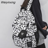 Weiyinxing Cool Lady Leopard School Backpack Women Laptop Nylon Set Bag Girl Cute Travel College Backpack Female Kawaii Trendy Bags