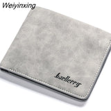 Weiyinxing Men Retro Frosted PU Wallet Two Folding Male Purse Credit Card Holder Solid Color Short Wallet Purse and Wallet