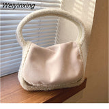 Weiyinxing Women's Furry Tote Bags Winter Plush Scrub Handbags Women Underarm Bags Large Capacity Tote Shoulder Bags For Women Handbag
