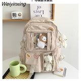 Weiyinxing Cute Women Multi-Pocket Nylon Backpack Ins Junior High School Student School Bag Female Girl Backpack Laptop Book