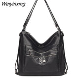 Weiyinxing Quality Pu Leather Women Bagpack Designer Large Capacity 3 In 1 Back Pack Fashion Luxury Female Shoulder Handbag Travel Bag