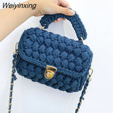 Weiyinxing Rope Woven Women Handbags Designer Knitting Chains Shoulder Crossbody Bag Casual Lady Hand Bags Small Flap Purses 2023