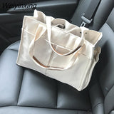 Weiyinxing canvas large capacity tote women handbags designer wide strap shoulder crossbody bags lady shopper bag female big purses