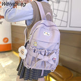 Weiyinxing Style Women Sweet Backpack Large Capacity Open Pockets Kawaii Female Bow School Bags for Teenager Girls Travel Backpacks