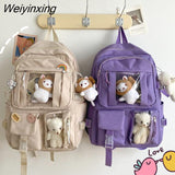 Weiyinxing Cute Women Multi-Pocket Nylon Backpack Ins Junior High School Student School Bag Female Girl Backpack Laptop Book 911