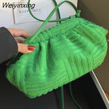 Weiyinxing Women Fashion Towel Embossed Clutch Bag Handbag Clutch Bag Large Capacity Striped Versatile One-Shoulder Messenger Bag
