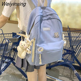 Weiyinxing Women Solid Color Nylon Backpack Bag School Book Backpack Girl Teenage Female Casual Travel Pink Large College Mochila Mujer