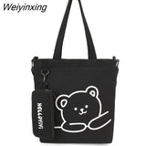 Weiyinxing Handbags Shoulder Bags Large Capacity Student Schoolbag Cartoon Bear Pattern Tote Bag Young Girls Handbag Messenger Bags