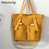 Weiyinxing Oxford Large Capacity Canvas Girl Shoulder Hand Bucket Bag Basket Female Crossbody Bags for Women Casual Tote Purses