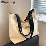 Weiyinxing Women's Shopping Bag Large Capacity Canvas Shoulder Bags Female 2023 New Underarm Bag Simple Letter Student Tote