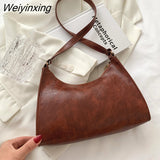 Weiyinxing Exquisite Shopping Bag Retro Casual Women Totes Shoulder Bags Female Leather Solid Color Chain Handbags for Women 2023