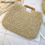 Weiyinxing rattan large capacity tote for women wicker woven wooden handbags summer beach straw bag lady big purses travel sac 2023