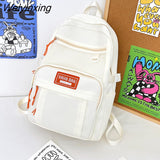 Weiyinxing Multiple Pockets Waterproof Nylon Women Backpack Female Kawaii Mesh Travel Bag Cute Schoolbag for Girl Student Bookbag