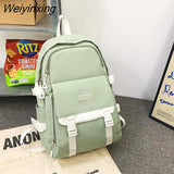 Weiyinxing Large Capacity Student Backpack High Quality Boy Girl Casual Schoolbag Nylon Waterproof Book Pack Travel Bag Solid Color