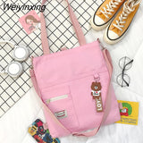 Weiyinxing Women Canvas Handbags Shoulder Bag Ladies Shopping Bags Cartoon Fabric Grocery Crossbody Messenger Tote Books Bags for Girls