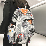 Weiyinxing Girl Male School Bag Female Graffiti Print Men Backpack Women Book Boy Bag Nylon Ladies Fashion Laptop Backpack Student