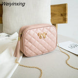 Weiyinxing Small Messenger Bag For Women 2023 Popular Lingge Embroidery Square Female Shoulder Bag Fashion Chain Ladies Crossbody Bags