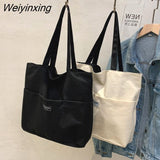 Weiyinxing Women's Shopping Bag Large Capacity Canvas Shoulder Bags Female 2023 New Underarm Bag Simple Letter Student Tote