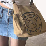 Weiyinxing Neighbor Totoro Messenger Bag Canvas Designer Women Handbag Female Corssbody Large Capacity Cartoon Shoulder Women's Tote Bag 0409