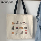 Weiyinxing Women Canvas Shopping Bags Eco Reusable Foldable Shoulder Bags Large Capacity Handbags Casual Cute Bag for Women Dropshipping