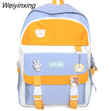 Weiyinxing Badge College Bag Nylon Kawaii Backpack Travel Lady Laptop Teen Cool Student Backpack Fashion Female Cute Women School Bags