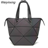 Weiyinxing PU Leather Luminous Handbags for Women 2023 High Quality Geometric Night Light Square Foldable Shoulder Bags