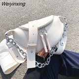 Weiyinxing Chain Design PU Leather Crossbody Bags For Women 2023 White Shoulder Messenger Handbags Small Chest Bag Travel