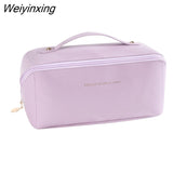 Weiyinxing Large Travel Cosmetic Bag For Women Leather Make Up Organizer Toiletry Kit Bags Female Makeup Accessories Pouch Case Storage