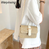 Weiyinxing Woven Straw Shoulder Bag Female Crossbody Messenger Bags for Women 2023 Summer Beach Handbags Purses Travel Shopping Bag