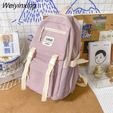 Weiyinxing New Solid Color Waterproof Nylon Women Backpack Female Classic Insert Buckle Travel Bag Teenage Girls Portable Schoolbag