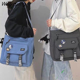 Weiyinxing Canvas Handbags Shoulder Bag Male Women Messenger Crossbody Bags Student Large Capacity School Bags Versatile Tote Bag