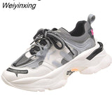 Weiyinxing Platform Sneakers Round Toe 2023 Spring Women's Chunky Shoes Lace Up Black Female Trainers Dad Shoes Tenis Feminino