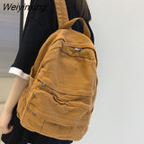 Weiyinxing Bag Student Shoulders Large Capacity Khaki Backpack Fashion Canvas Backpacks Female College Teen Computer Bag mochila 911