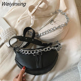 Weiyinxing Chain Design PU Leather Crossbody Bags For Women 2023 White Shoulder Messenger Handbags Small Chest Bag Travel