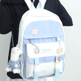 Weiyinxing Badge College Bag Nylon Kawaii Backpack Travel Lady Laptop Teen Cool Student Backpack Fashion Female Cute Women School Bags