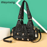 Weiyinxing New Designer Rivet Soft PU Leather Women Handbag Women Bags Luxury Female Shoulder Tote bag High Quality Lady Messenger Bag