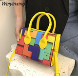 Weiyinxing New Color Contrast Versatile Handbag Square Shoulder Bag Geometric Horizontal Casual Shoulder Bag Fashion Crossbody Bag