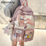 Weiyinxing Teenage Girls College Student Backpacks Large Capacity Women Schoolbag Simple Fashion Female Laptop Backpack Cute Boy Bag