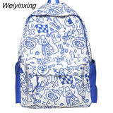 Weiyinxing Cartoon Printing Women Backpack Lady Nylon School Backpack for Student Female Girls Kawaii Laptop Book Pack Mochilas Cool