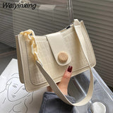 Weiyinxing Pattern Handbag for Women 2023 Candy Color Chain Ladies Small Shoulder Bags Fashion Design Leather Armpit Bag