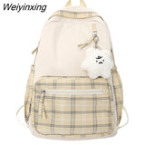 Weiyinxing Girl Lattice Travel School Bag Fashion Lady Kawaii Book Backpack Trendy College Cool Female Plaid Backpack Women Laptop Bag