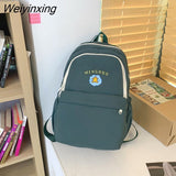 Weiyinxing Cartoon Embroidery Women Backpack Female Cute Nylon School Bag Girl Student Travel Bookbag Big Capacity Laptop Backpacks