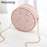 Weiyinxing Sale Sweet Lace Round Handbags High Quality PU Leather Women Crossbody Bags for Women 2023 Small Fresh Flower Chain Shoulder