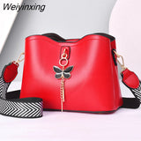 Weiyinxing Women White Handbag New Designer Butterfly Tassel PU Leather Messenger Bags Ladies Crossbody Female Tote Shoulder Bag