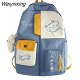 Weiyinxing Women Backpack New Kawaii Patchwork Female Large Capacity Waterproof Nylon Shoulder School Bag Preppy Mochila Bolsa