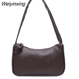 Weiyinxing New Women's Fashion Handbags Retro Solid Color Totes Bags PU Leather Shoulder Underarm Bag Casual Women Shoulder Bag