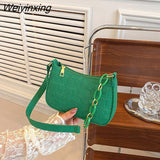 Weiyinxing Women Handbag Solid Color Casual Mini Underarm Bag New Female Chain Shoulder Pouch Hot sale Ladies felt Tote bag